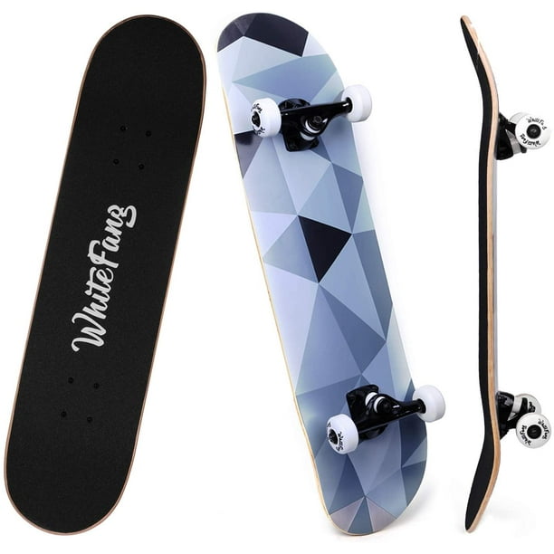 Cruiser Skateboards for Kids Girls Boys and Teens WhiteFang Skateboard Colorful Wheels Complete Skateboard 22 inch with Cool Painting Grip 